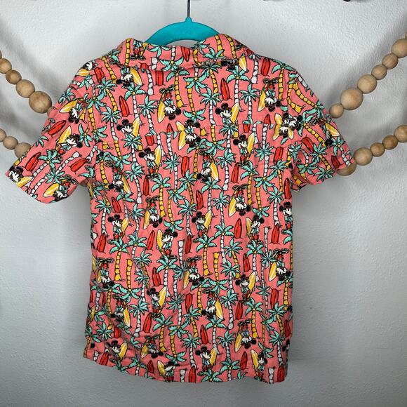 Mickey Mouse Disney Tropical Print Linen Button Down - Picture 3 of 3